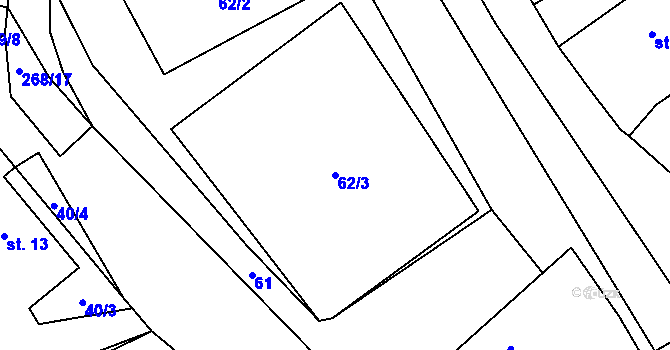 Parcela st. 62/3 v KÚ Vlkanov u Nového Kramolína, Katastrální mapa