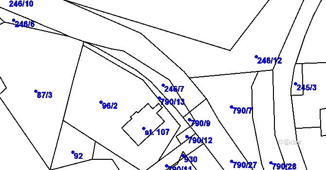 Parcela st. 246/7 v KÚ Vlkanov u Nového Kramolína, Katastrální mapa
