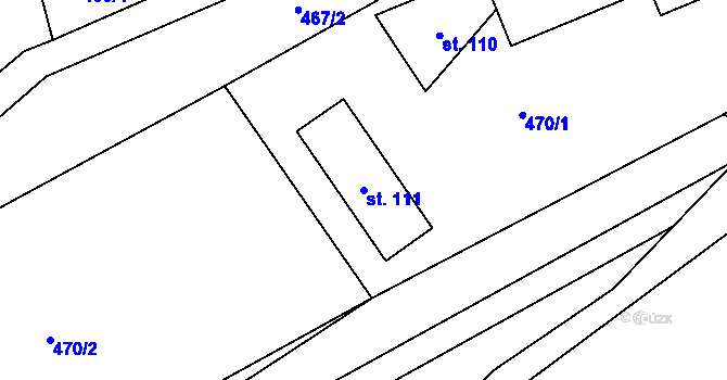 Parcela st. 111 v KÚ Vlkanov u Nového Kramolína, Katastrální mapa
