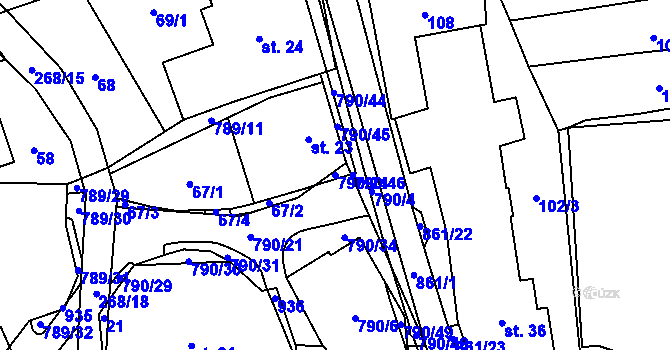 Parcela st. 790/24 v KÚ Vlkanov u Nového Kramolína, Katastrální mapa