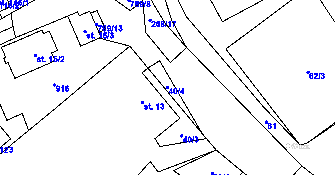 Parcela st. 40/4 v KÚ Vlkanov u Nového Kramolína, Katastrální mapa