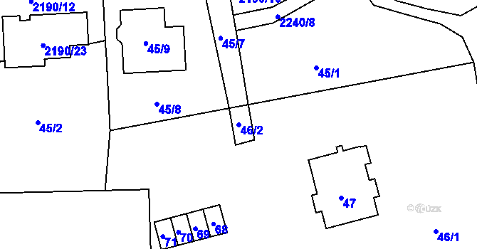 Parcela st. 46/2 v KÚ Nový Malín, Katastrální mapa