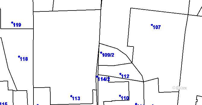 Parcela st. 109/2 v KÚ Nový Malín, Katastrální mapa