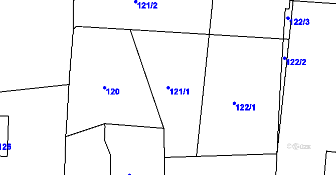 Parcela st. 121/1 v KÚ Nový Malín, Katastrální mapa