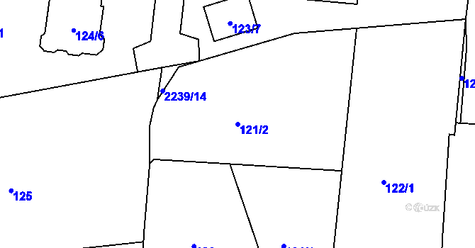 Parcela st. 121/2 v KÚ Nový Malín, Katastrální mapa