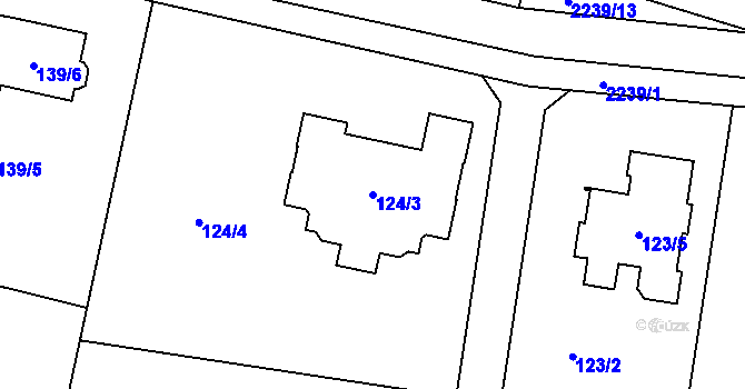 Parcela st. 124/3 v KÚ Nový Malín, Katastrální mapa