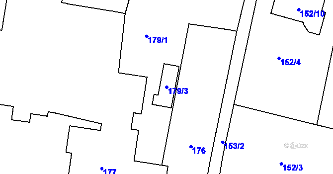 Parcela st. 179/3 v KÚ Nový Malín, Katastrální mapa