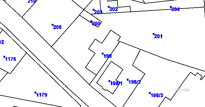 Parcela st. 199 v KÚ Nový Malín, Katastrální mapa