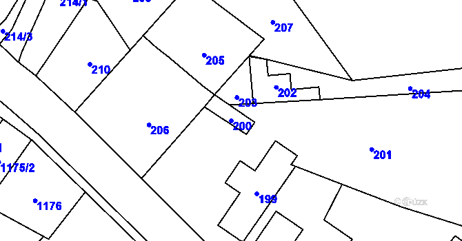 Parcela st. 200 v KÚ Nový Malín, Katastrální mapa