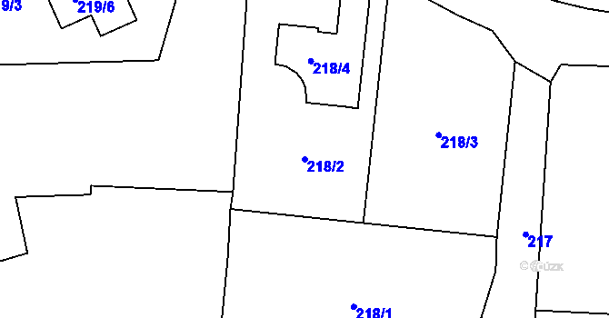 Parcela st. 218/2 v KÚ Nový Malín, Katastrální mapa