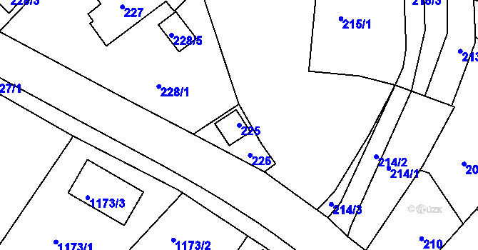 Parcela st. 225 v KÚ Nový Malín, Katastrální mapa