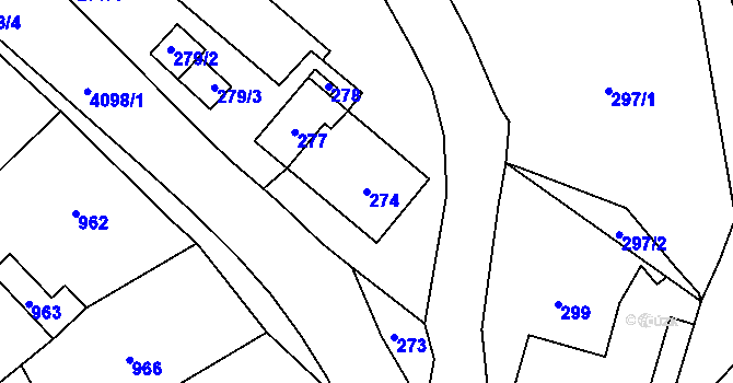 Parcela st. 274 v KÚ Nový Malín, Katastrální mapa