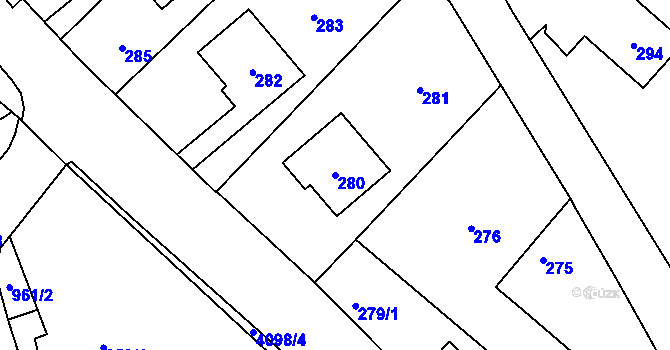 Parcela st. 280 v KÚ Nový Malín, Katastrální mapa