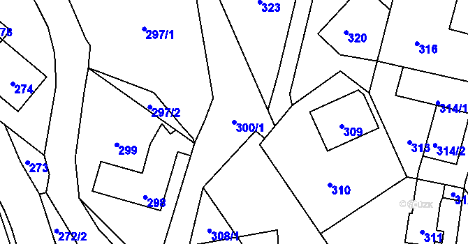 Parcela st. 300/1 v KÚ Nový Malín, Katastrální mapa
