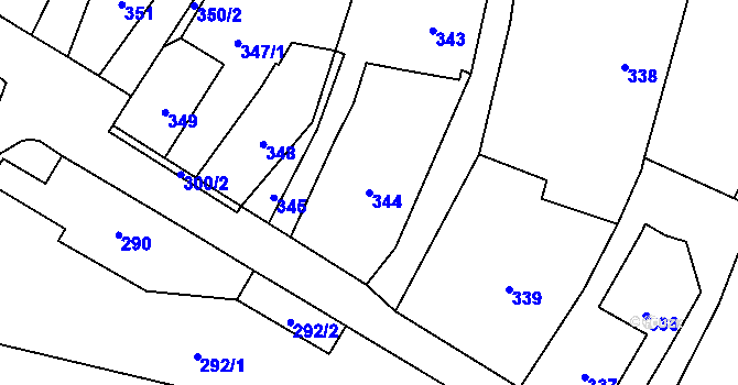 Parcela st. 344 v KÚ Nový Malín, Katastrální mapa