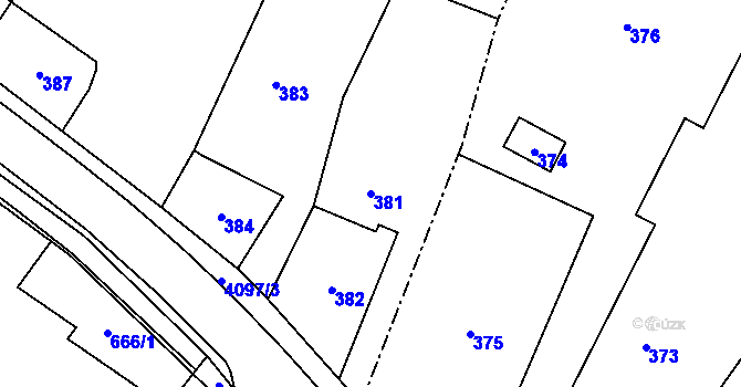 Parcela st. 381 v KÚ Nový Malín, Katastrální mapa