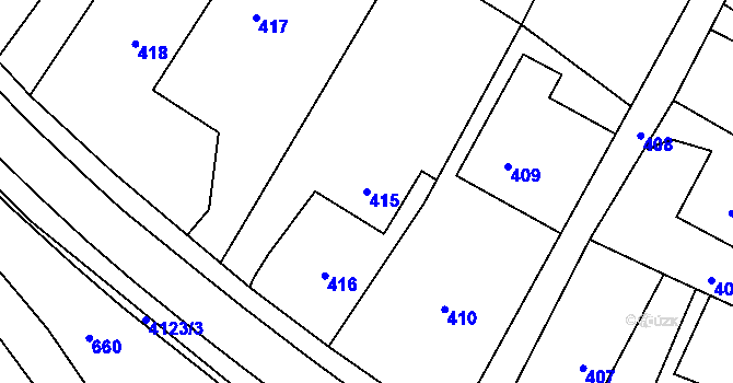Parcela st. 415 v KÚ Nový Malín, Katastrální mapa
