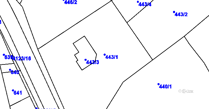 Parcela st. 443/1 v KÚ Nový Malín, Katastrální mapa