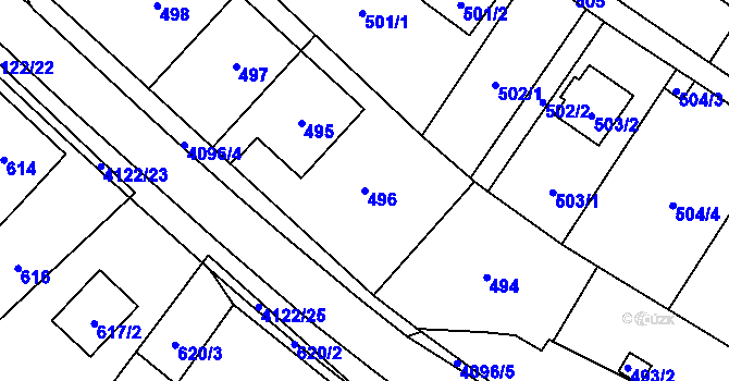 Parcela st. 496 v KÚ Nový Malín, Katastrální mapa