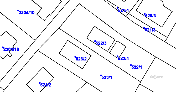 Parcela st. 522/2 v KÚ Nový Malín, Katastrální mapa