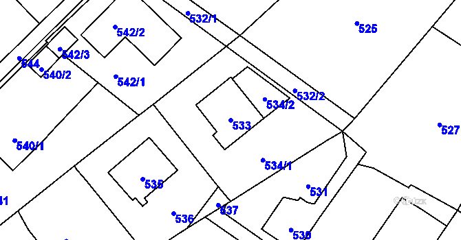 Parcela st. 533 v KÚ Nový Malín, Katastrální mapa