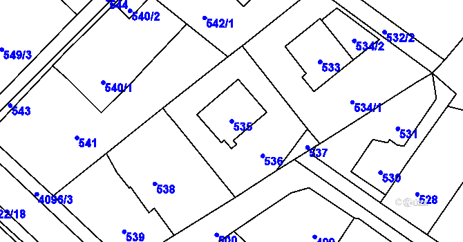Parcela st. 535 v KÚ Nový Malín, Katastrální mapa