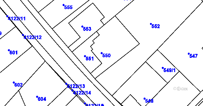 Parcela st. 550 v KÚ Nový Malín, Katastrální mapa