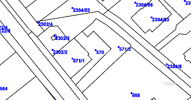Parcela st. 570 v KÚ Nový Malín, Katastrální mapa