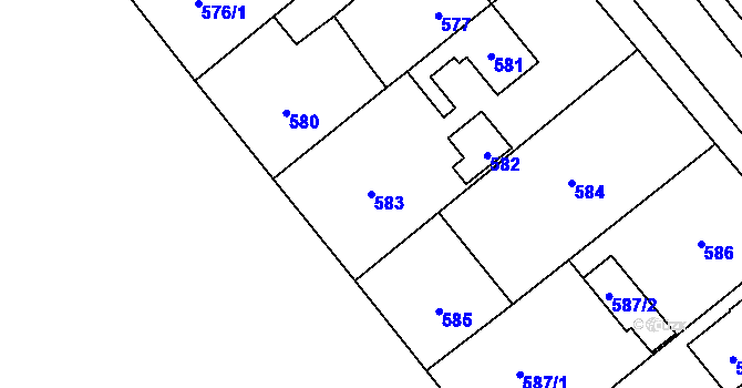 Parcela st. 583 v KÚ Nový Malín, Katastrální mapa