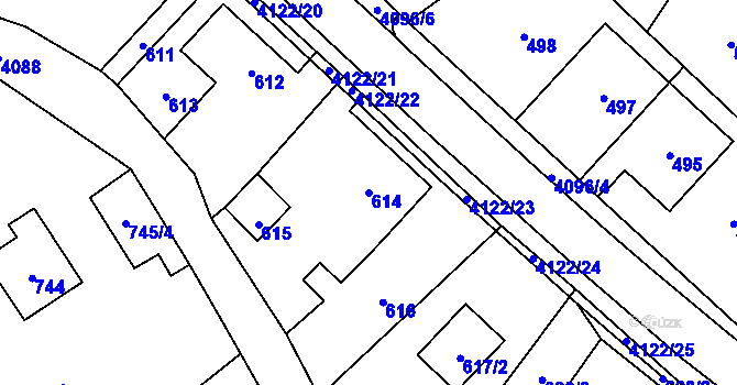 Parcela st. 614 v KÚ Nový Malín, Katastrální mapa