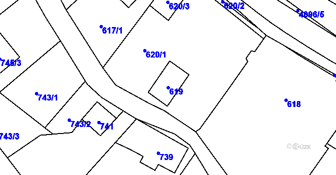 Parcela st. 619 v KÚ Nový Malín, Katastrální mapa