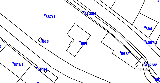 Parcela st. 664 v KÚ Nový Malín, Katastrální mapa