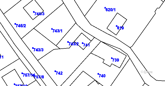 Parcela st. 741 v KÚ Nový Malín, Katastrální mapa