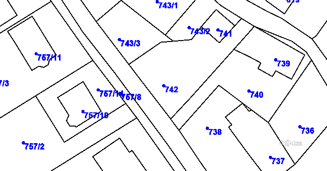 Parcela st. 742 v KÚ Nový Malín, Katastrální mapa