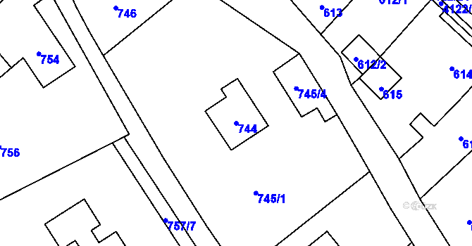 Parcela st. 744 v KÚ Nový Malín, Katastrální mapa