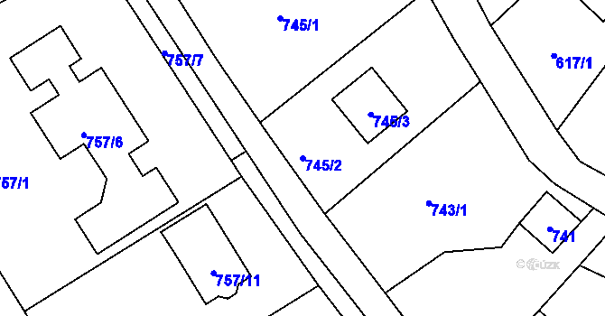 Parcela st. 745/2 v KÚ Nový Malín, Katastrální mapa