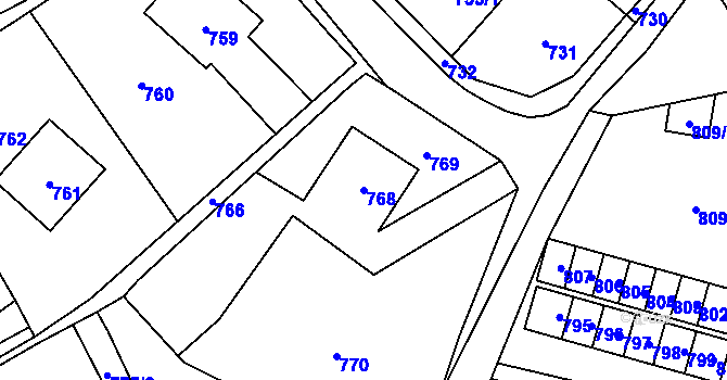 Parcela st. 768 v KÚ Nový Malín, Katastrální mapa