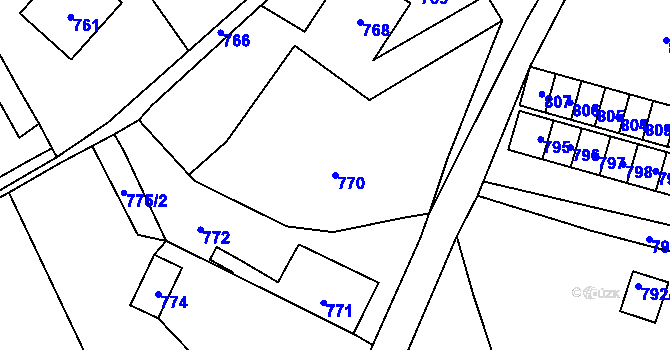 Parcela st. 770 v KÚ Nový Malín, Katastrální mapa