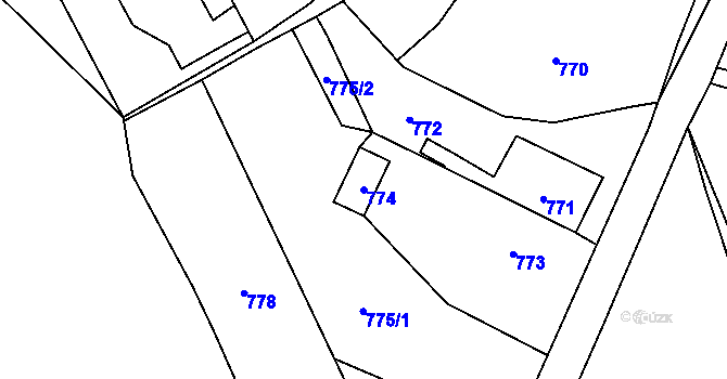 Parcela st. 774 v KÚ Nový Malín, Katastrální mapa
