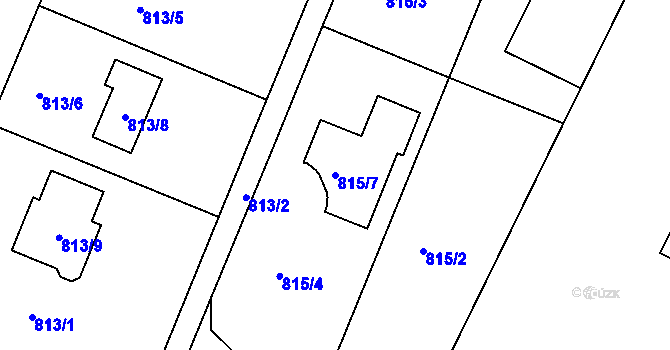 Parcela st. 815/7 v KÚ Nový Malín, Katastrální mapa