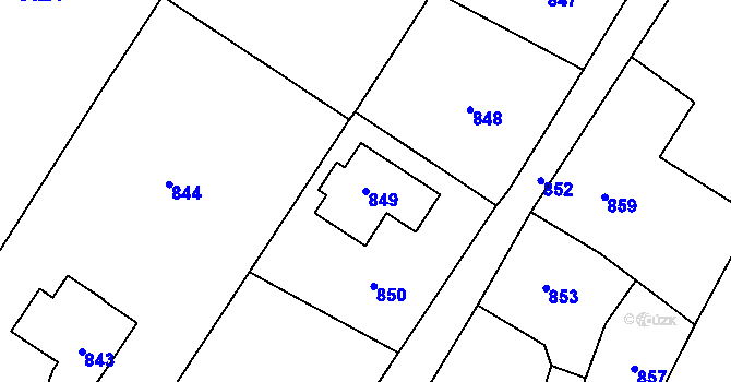 Parcela st. 849 v KÚ Nový Malín, Katastrální mapa