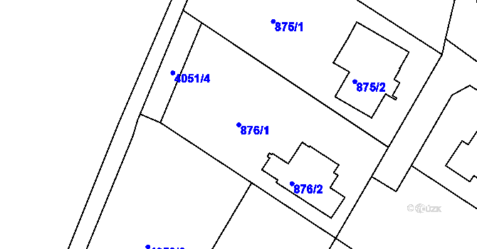 Parcela st. 876/1 v KÚ Nový Malín, Katastrální mapa