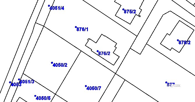 Parcela st. 876/2 v KÚ Nový Malín, Katastrální mapa