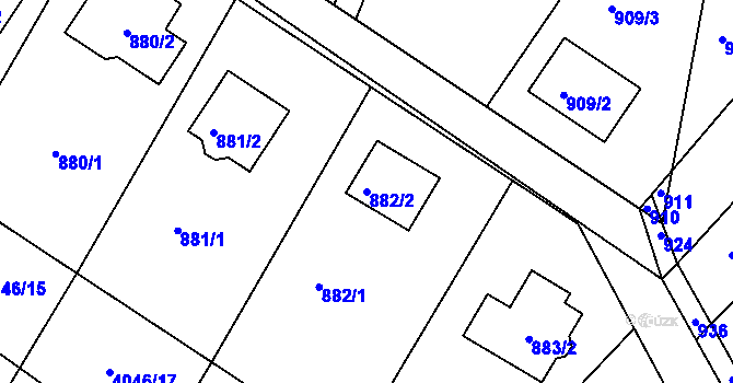 Parcela st. 882/2 v KÚ Nový Malín, Katastrální mapa