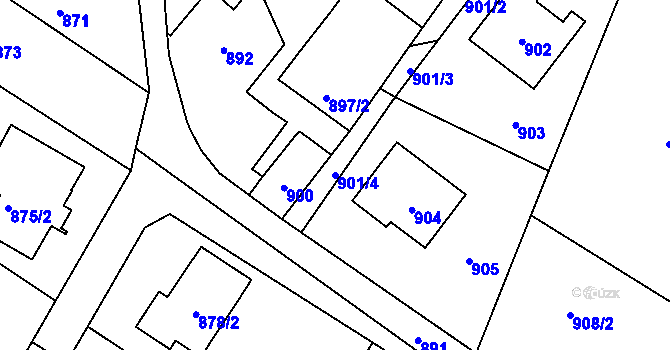 Parcela st. 901/4 v KÚ Nový Malín, Katastrální mapa