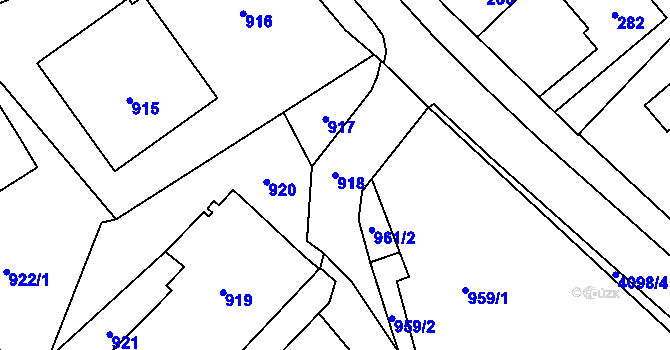 Parcela st. 918 v KÚ Nový Malín, Katastrální mapa