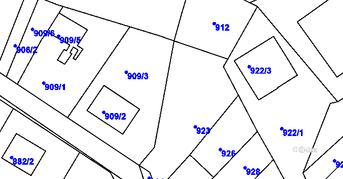 Parcela st. 922/2 v KÚ Nový Malín, Katastrální mapa