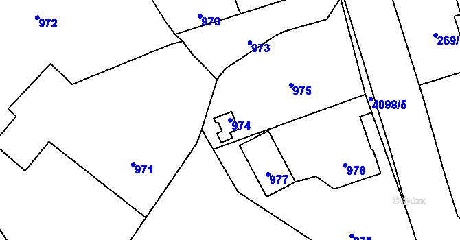 Parcela st. 974 v KÚ Nový Malín, Katastrální mapa