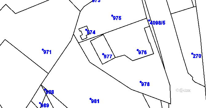 Parcela st. 977 v KÚ Nový Malín, Katastrální mapa