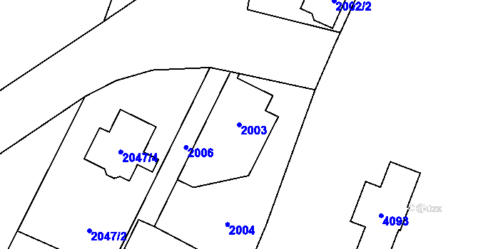 Parcela st. 2003 v KÚ Nový Malín, Katastrální mapa